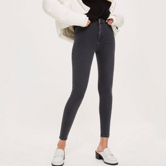topshop washed black joni jeans